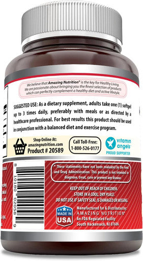 Amazing Nutrition Formulas CLA 1000mg 120 Softgels Supplements | Conjugated Linoleic Acid | Non-GMO | Gluten
