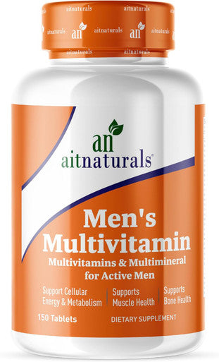 Aitnaturals Men's Multivitamin - 150 Tablets | Enriched with Vitamin A C D E K B12 Folate Iron Calcium Magnesium Biotin Zinc & Iodine | Support Bone Muscle Health Energy & Metabolism
