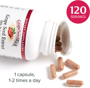 Natural Factors GrapeSeedRich Grape Seed Extract Antioxidant Support for Healthy Inflammatory Response 120 Capsules