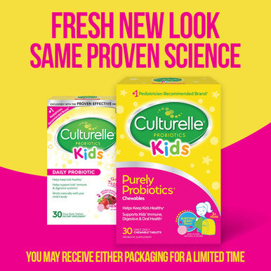 Culturelle Kids Chewable Daily Probiotic for Kids Natural Berry Supports Immune Digestive and Oral Health for Age 3 GlutenDairySoyFree Packaging May Vary 30 Count