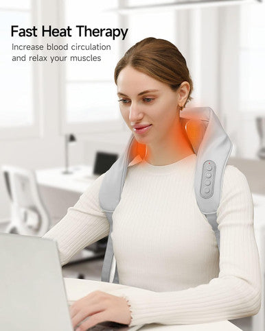Neck Massager With Heat, Cordless 4D 6 Massage Nodes Shoulder Massager With Heat, Neck And Shoulder Massager, Shiatsu Back Shoulder And Neck Massager For Traps, Leg And Body, For Mother Women Men