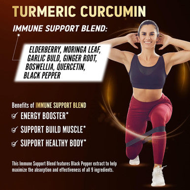 Turmeric Curcumin & Immune Support, 95% Curcuminoids, Equivalent to 14000mg, with Ginger, Garlic Bulb, Elderberry, Quercetin, Joint Inflammatory & Absorption Support, Immune Defense Supplement.