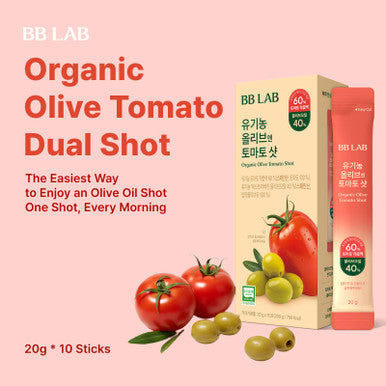 BB LAB Organic Olive Tomato Shot 100% Spanish Organic Extra Virgin Olive Oil & Tomato Blend Travel Easy on-the-go Liquid Stick 20g x 10 Sticks