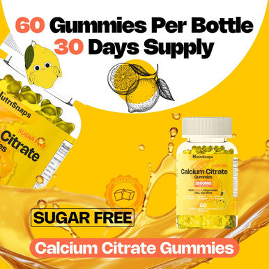 Sugar Calcium Citrate Gummies 1200Mg With Vitamin D3 K2, Magnesium, Zinc, Msm For Men & Women, Bone, Muscle, Immune Support, Ultimate Absorption Calcium Supplement, Vegan, 60 Count