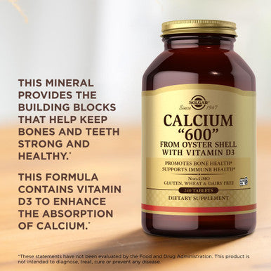 Solgar Calcium "600" - 240 Tablets Pack Of 2 - From Oyster Shell With Vitamin D3 - Non-Gmo Gluten Free Dairy Free - 240 Total Servings