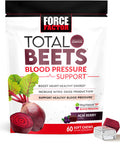 Total Beets Pressure Support Supplements with Beet Powder, Great-Tasting Beets Chewables for Heart-Healthy Energy, and Increased Nitric Oxide, Force Factor, 60 Chews