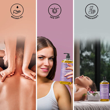 MAJESTIC PURE Lavender Massage Oil for Men and Women - Great for Calming, Soothing and to Relax - Blend of Natural Oils for Therapeutic Massaging and Aromatherapy - 8 fl oz.