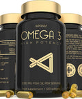 SuperSelf Fish Oil Omega 3 Capsules High Strength 3000mg 120 Softgel Capsules - Easy to Swallow & Burpless - Triple Potency DHA 660mg & EPA 990mg - UK Made Omega 3 Supplement - 1000mg Fish Oil per Tablet