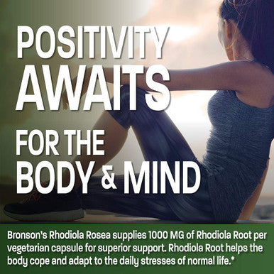Bronson Rhodiola Rosea 1000mg Supplement - Adaptogenic Herb for Brain, & Mood Support - Non-GMO, 120 Vegetarian Capsules
