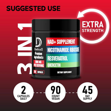 Nad+ Supplement With Liposomal Nicotinamide Riboside 900Mg Nr, Resveratrol, Quercetin - 90 Capsules - Cellular Production & Restoration, Aging Well, Vitality