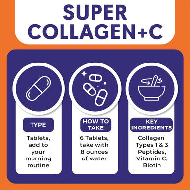 Aitnaturals Super Collagen with Vitamin C (6000mg) - 250 Tablets | Hydrolyzed Bovine Collagen Type 1 & 3 for Enhanced Hair Skin Nails and Healthy Bone & Joint Support| Non-GMO Gluten Halal