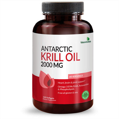 Futurebiotics Antarctic Krill Oil 2000mg with Astaxanthin, Omega-3s EPA, DHA and Phospholipids - 100% Pure Premium Krill Oil Heavy Metal Tested, Non GMO Ãƒâ€šÃ¢â‚¬â€œ 120 Softgels