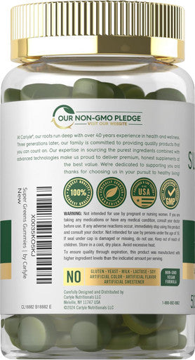 Carlyle Supergreens Gummies | Vegan Non-GMO and Gluten Supplement