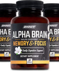ONNIT Alpha Brain 30ct 3Pack Over 1 Million Bottles Sold Premium Nootropic Brain Supplement Focus Concentration Memory Alpha GPC L Theanine Bacopa Monnieri