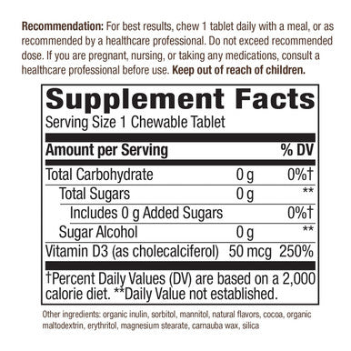 Nature'S Way Vitamin D3 Extra Strength, Sugar-Free, Chocolate Flavored, 90 Chewables