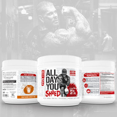 5% Nutrition Rich Piana AllDayYou Shred BCAA Powder | Amino Supplement for Weight Loss | E Fat Burning Pre Workout for Energy, Hydration, Endurance & Recovery (Southern Sweet Tea)