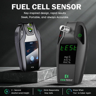 Eektest Breathalyzer High-Precision Portable Alcohol Tester With Usb Charging Lcd Display 10 Mouthpieces & Carrying Case (Black 1)