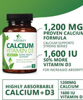 Calcium 1200 Mg With Vitamin D3, Calcium Supplement Vitamins, Supports Bone Strength, Teeth & Immune System, Calcium Supplements For Women & Men, Nature'S Absorbable Calcium Carbonate - 60 Tablets