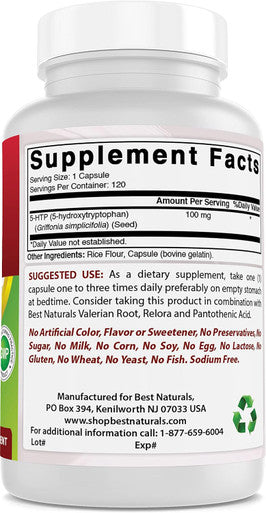 Best Naturals 5-HTP (5-hydroxytryptophan) 100 mg & GABA 750 mg