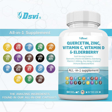 Quercetin 1000Mg Zinc 50Mg Vitamin C 1000Mg Vitamin D 5000Iu Immune System Support Supplement With Echinacea Ginger Bromelain Sea Moss Garlic Nettle Vegan Capsules For Men And Women,60 Count Usa