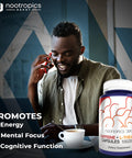 and L-Theanine Capsules | 60 Count | Contains 200mg of and 100mg of L-Theanine | Nootropic Supplement | Energy Booster | Mental Focus + Alertness | Coffee Alternative