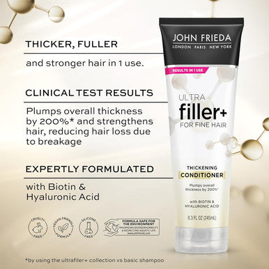 John Frieda Ultrafiller+ Volumizing Conditioner For Fine Thinning Hair With Biotin And Hyaluronic Acid 8.3 Oz