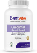 Bestvite Curcumin 1000mg (Turmeric)(120 Tablets) Made with Curcumin C3 Complex & Bioperine - Standardized to 95% Curcuminoids - Vegan