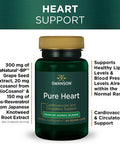 Swanson Pure Heart Cardiovascular Circulatory Health Antioxidant Resveratrol Blood Pressure Cholesterol Support Herbal Supplement 60 Veggie Capsules (Veg Caps) Vegan