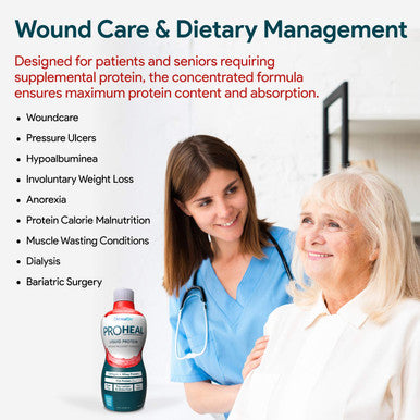 ProHeal Liquid Protein Supplement 2 Pack Advanced Wound Care Formula 15g Protein and 100 Calories per Serving Collagen and Whey Lactose Soy Gluten and Sugar Free 30 oz Cherry