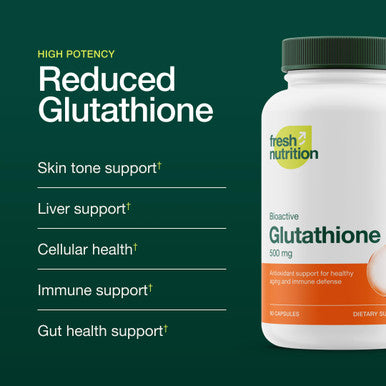 Fresh Nutrition Glutathione Supplement Capsule Strongest DNA Verified Glutathione Reduced Vegan Friendly Non GMO Gluten & Soy Free