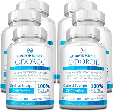 Approved Science Odorol 60 Capsules Freshen Bad Breath and Body Odor Contains L.acidophilus Green Tea Magnolia Bark Peppermint Oil and Fennel All Natural Vegan Friendly NonGMO
