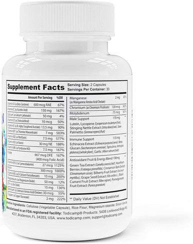 Men'S Multivitamin & Mineral Complex With Plant-Based Extracts - Multivitamin For Men Improves Overall Health, Antioxidant & Natural Body Support - 60 Capsules - 30 Day Supply