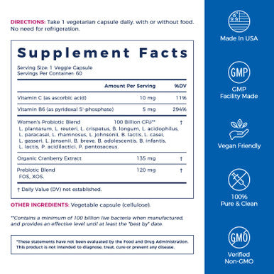 NewRhythm Probiotics for Women P-5-P Vitamin C & Organic Cranberry 100 Billion CFU 18 Strains Prebiotics & Probiotics Vaginal Probiotics for Digestive Health & PH Balance 60 Capsules