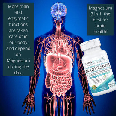 (120 Capsules) 2,253mg Providing 420mg Elemental Magnesium L-Threonate Bisglycinate Chelate Malate, for Brain Sleep Cramps Headaches Energy Heart from Kappa Nutrition.