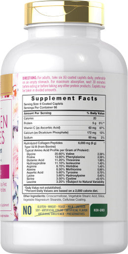 Carlyle Collagen Peptides 6000Mg | 400 Caplets | With Vitamin C | Type 1 And 3 | Non-Gmo, Gluten Free, Grass Fed Supplement