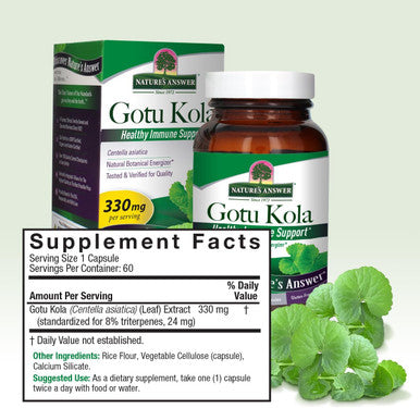 Nature'S Answer Gotu Kola | Dietary Supplement | Supports a Healthy Immune System | Made in the USA | Gluten- Vegan & Vegetarian Capsules 60ct