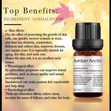 Sandalwood Essential Oil, 100% Pure Natural Aromatherapy Sandalwood Oil for Diffuser (10ML)