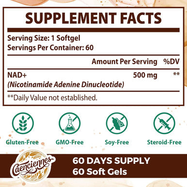 Liposomal Nad+ 500 Mg Supplement, True Nad Plus Supplement, Superior Absorption, Boost Nad+ More Efficient Than Nicotinamide Riboside For Cellular Energy, Healthy Aging, 240 Serving