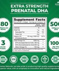 Zazzee Extra Strength Prenatal DHA, 500 mg, 180 Enteric Coated Softgels, 1000 mg Omega 3Ãƒâ€šÃ¢â‚¬â„¢s, 1000 IU Vitamin D3, Burp Free, No Fishy Aftertaste, Superior Triglyceride Form, Purified Deep Sea Fish Oil