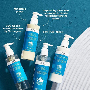 REN Clean Skincare Atlantic Kelp & Magnesium Anti-Fatigue Body Cream Hydrating Body Moisturizer Packaged in Recycled Ocean Plastic Bottle, Cruelty Free and Vegan, 6.8 Fl Oz