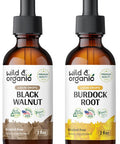 Wild & Organic Black Walnut Tincture 2 Fl Oz & Burdock Root Tincture 2 Fl Oz
