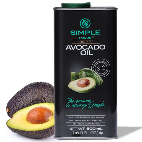 Simple Foods Avocado Oil - 100% Pure, Non-GMO, High Smoke Point, Mild Flavor