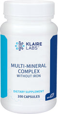 Klaire Labs Multi-Mineral Complex Without Iron - Broad Spectrum & Hypoallergenic Essential Trace Mineral Blend with Copper & Zinc, Iron- (100 Capsules)