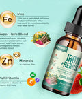 Liquid Iron Supplement For Women, Men, Iron Drops With Women'S Health Herb Blend, Calcium, Zinc & Multivitamin - Support Blood Builder, Skin, Energy, Immune For Iron Deficiency, Anemia, Vegan 2 Fl Oz