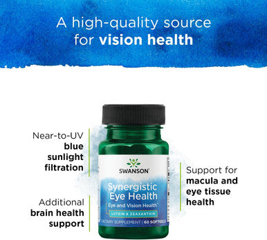 Swanson Synergistic Eye Health - Lutein and Zeaxanthin Supplement - 60 Softgels - Lutemax Lutein 20 mg and OmniXan Zeaxanthin 2 mg for Vision Support