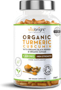 Vitabright High Strength Turmeric & Black Pepper Capsules 1440mg 180 Caps/3 Months Organic Turmeric Ginger & Black Pepper Capsules Turmeric Curcumin Capsules (Not Tablets) VitaBright Tumeric Supplement Joints
