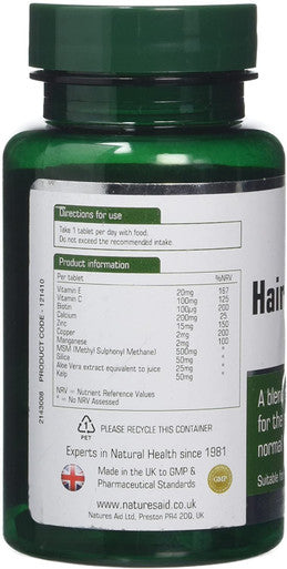 Natures Aid Health Hair Skin and Nails Formula 30 Tablets