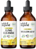 Wild & Organic Lung Cleanse Tincture 4 Fl Oz & Mullein Tincture 4 Fl Oz