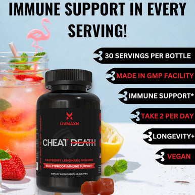 Cheat Death, 20-In-1 Multivitamin For Men & Women L-Methylfolate + B12 Pre + Probiotics 7 Herb + Fruit Extracts Full Spectrum Longevity Support 60 Gummies.