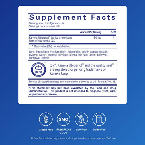 Pure Encapsulations Ubiquinol-Qh 50 Mg Active Form Of Coq10 To Support Immune Health Cellular Energy And Cardiovascular Health 60 Softgel Capsules